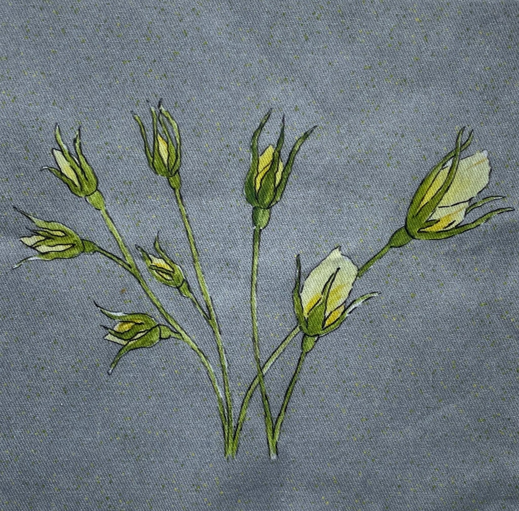 Yellow rosebud fabric