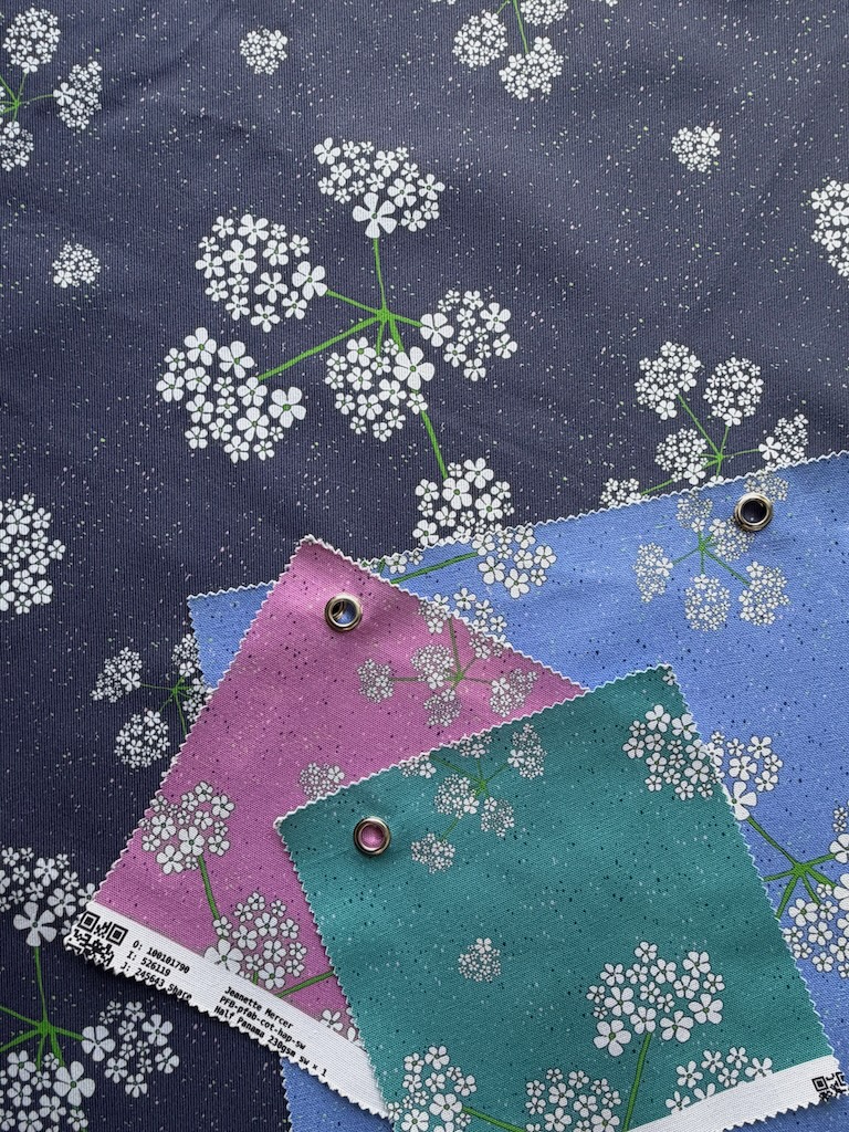 Cow Parsley fabric in different colourways